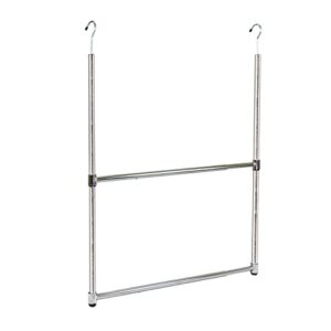 oceanstar 2-tier portable adjustable rod closet hanger, 23 in, chrome