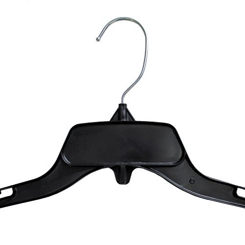 Hanger Central Recycled Black Heavy Duty Plastic Top Hangers with Polished Metal Swivel Hooks Shirt Hangers, 17 Inch, Black, 10 Pack