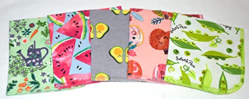 Farmers Market Printed Flannel Paperless Towels 1 Ply 12x12 Inches Set of 5
