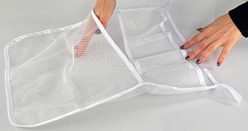 HOME-X Bathtub Toy and Bathroom Mesh Bag with Suction Cup Hooks Organizer, Bathtub Storage, Baby Bath Toy Organization, White-18" L x 12 1/2" W