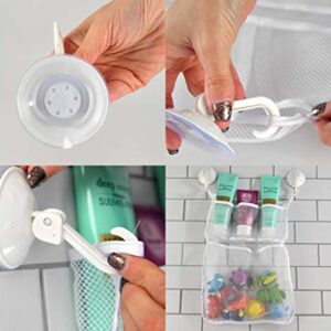 HOME-X Bathtub Toy and Bathroom Mesh Bag with Suction Cup Hooks Organizer, Bathtub Storage, Baby Bath Toy Organization, White-18" L x 12 1/2" W