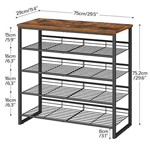 HOOBRO Shoe Rack, 5 Tier Shoe Organizer, Adjustable Shoe Shelves, Flat or Slanted, Holds 16-20 Pairs, Stable and Durable for Entryway, Closet, Rustic Brown and Black BF08XJ01