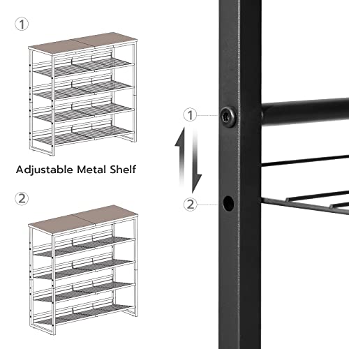 HOOBRO Shoe Rack, 5 Tier Shoe Organizer, Adjustable Shoe Shelves, Flat or Slanted, Holds 16-20 Pairs, Stable and Durable for Entryway, Closet, Rustic Brown and Black BF08XJ01