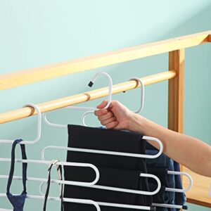 Kyraton Pants Hangers S-Shaped Non-Slip 4-Pack Trouser Hanger PP Hanger, Closet Space Saving, Hangers Closet Storage Organizer for Pants, Jeans, Scarves, Towels Hanging (White).