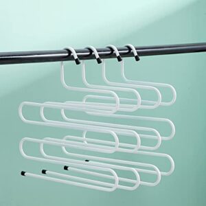 Kyraton Pants Hangers S-Shaped Non-Slip 4-Pack Trouser Hanger PP Hanger, Closet Space Saving, Hangers Closet Storage Organizer for Pants, Jeans, Scarves, Towels Hanging (White).