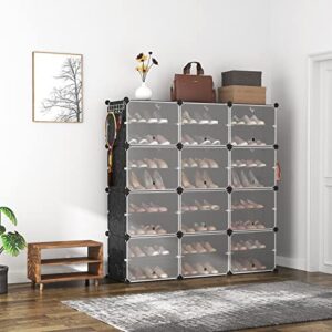 ROJASOP Portable Shoe Rack Organizer 8-Tier Shoe Cabinet 48-Pair Shoe Organizer Shoe Storage Expandable Free Standing Stackable Space Shoe Rack with 2 Exclusive Versatile Hooks for Bedroom