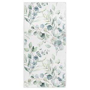 naanle stylish eucalyptus leaves pattern soft absorbent hand towel, guest decor towel for bathroom, hotel, kitchen, gym and spa(16" x 30")