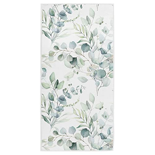 Naanle Stylish Eucalyptus Leaves Pattern Soft Absorbent Hand Towel, Guest Decor Towel for Bathroom, Hotel, Kitchen, Gym and Spa(16" x 30")