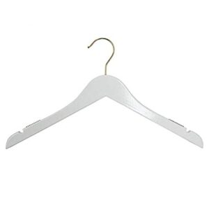 nahanco 20517gh wooden shirt hanger, 17", high gloss white with gold hardware (pack of 100)