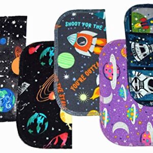 1 Ply Printed Flannel 8x8 Inches Little Wipes Set of 5 Out Of This World