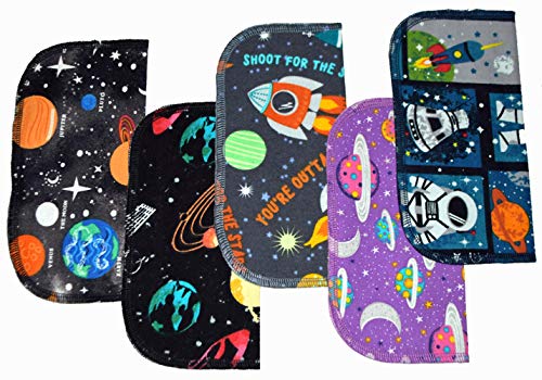 1 Ply Printed Flannel 8x8 Inches Little Wipes Set of 5 Out Of This World