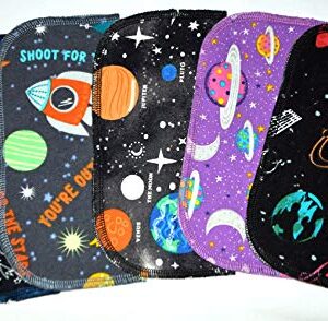 1 Ply Printed Flannel 8x8 Inches Little Wipes Set of 5 Out Of This World