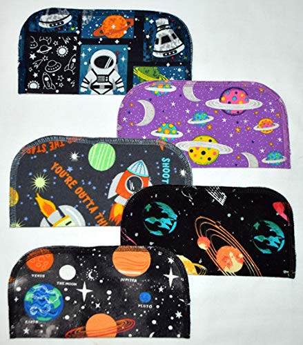 1 Ply Printed Flannel 8x8 Inches Little Wipes Set of 5 Out Of This World