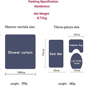 DDS-DUDES 4Pcs Shower Curtain Sets, Natural Scenery Spring Forest Waterfall Waterproof Bathroom Sets with Shower Curtain and Rugs Toilet Cover and Bath Mat, 12 Plastic Hooks (Forest Waterfall)