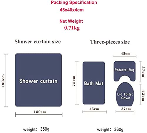 DDS-DUDES 4Pcs Shower Curtain Sets, Natural Scenery Spring Forest Waterfall Waterproof Bathroom Sets with Shower Curtain and Rugs Toilet Cover and Bath Mat, 12 Plastic Hooks (Forest Waterfall)