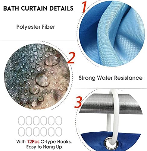 DDS-DUDES 4Pcs Shower Curtain Sets, Natural Scenery Spring Forest Waterfall Waterproof Bathroom Sets with Shower Curtain and Rugs Toilet Cover and Bath Mat, 12 Plastic Hooks (Forest Waterfall)