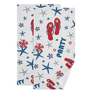 susiyo patriotic flip flop starfish towel 2 pcs set, small washcloth fingertip towel for home decor