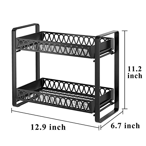 GILLAS 2 Tier Bathroom Counter Organizer, Makeup and Cosmetic Organizer Rack, Bathroom Vanity Storage Tray, Farmhouse Counter Standing Holder Shelf, Black