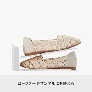 Like-it Shoe Storage, Shoe Holder, Adjustable Height, 3 Pieces, Width 3.9 x Depth 10.8 x Height 3.9-7.3 inches (10 x 27.2 x 10-18.5 cm), Beige, Made in Japan, Space Saving, 2X Storage Capacity