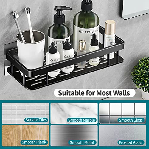 KAKALUOTE 2 Pack Shower Caddy, Shower Organizer Corner Shower Shelf with 5 Hooks, Rustproof Stainless Steel Bathroom Organizer, shower shelves for inside shower, Black