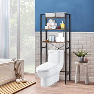 ZenStyle Over The Toilet Storage, 3-Tier Bathroom Space Saver Storage Organizer, Multifunctional Toilet Stand Rack, Easy to Assembly, Rustic Brown