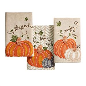 Mud Pie Enjoy Embroidered PMPKIN Towel, 21" x 14"