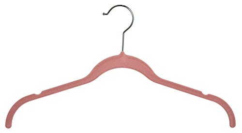 Econoco HSL17NP50 Velvet Shirt Hanger with Notch, Pink (Pack of 50)