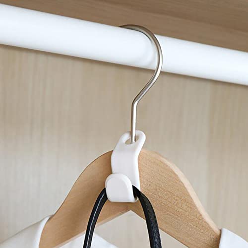 aoozleny 50PCS Clothes Hanger Connector Hooks Cascading Hangers Space Saving Organizer for Heavy Duty Cascading Hanger Extender Hooks White Plastic Hooks Closet Hanger