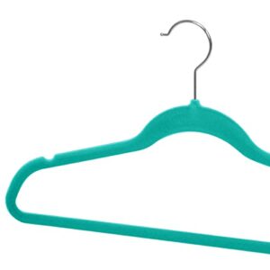 Home Basics Sunbeam Slip-Proof Snag-Free Ultra Slim Velvet Hanger with Rotating Steel Hook (Pack of 10) (TURQUOISE)