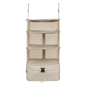 surblue hanging closet storage bag collapsible 3-shelf washable oxford fabric with 2 hooks (l 11.41 * 11.41 * 19.68in, beige)