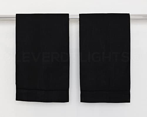 CleverDelights Black Linen Hemstitched Hand Towels - 6 Pack - 14" x 22" - Fingertip Towel