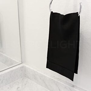 CleverDelights Black Linen Hemstitched Hand Towels - 6 Pack - 14" x 22" - Fingertip Towel