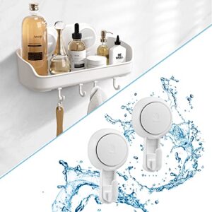 luxear shower caddy suction cup no-drilling removable bathroom shower shelf powerful shower organizer max hold 22lbs caddy basket waterproof & 2 pack shower suction hooks