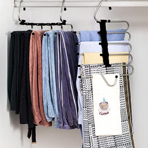 APARE - Storage Solutions Space Saving Pants Hanger-2 Pack for Closet Multiple Layers Multifunctional Uses Rack Organizer for Trousers Skirts Scarves Anti-Slip Design