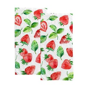 bath hand towels face terry towel washcloth couple bathroom set of 2 watercolor strawberry kitchen decor soft quick dry super absorbent 30 x 15 inch