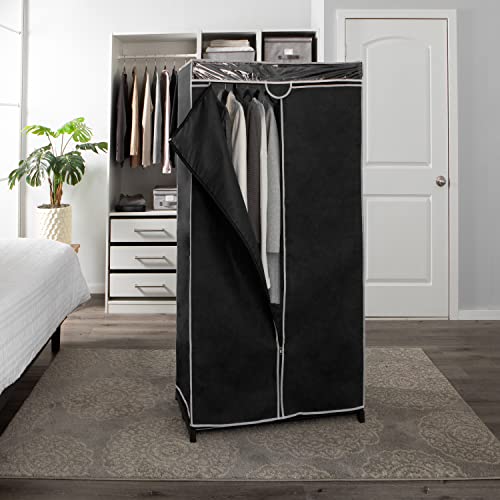 Simplify, Organizer, for Clothes and Accessories, Heavy Duty, Hanging Rod, Easy to Assemble in Black 36" Wide Portable Closet, 63"x36"19"