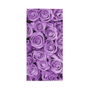 alaza purple rose flowers hand towels bathroom towel highly absorbent soft small bath towel decorative guest breathable fingertip towel for face gym spa 30 x 15 inch