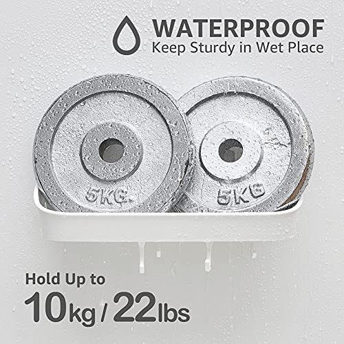 LEVERLOC Shower Caddy Double Layer Suction Cup Shower Caddy with 4 Hooks One Second Installation Shower Organizer Waterproof & Oil-proof Draining Bathroom Shelves No Drilling