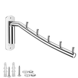 mulyeeh folding wall mounted clothes hanger rack coat hanger stainless steel clothes hook with swing arm for bedroom bathroom