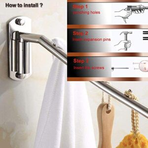 MulYeeh Folding Wall Mounted Clothes Hanger Rack Coat Hanger Stainless Steel Clothes Hook with Swing Arm for Bedroom Bathroom