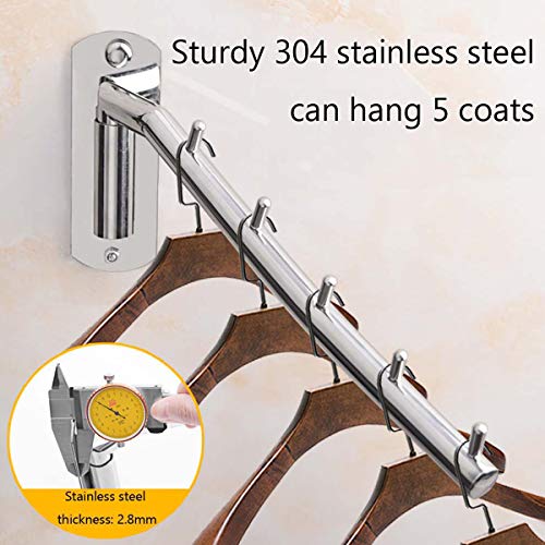 MulYeeh Folding Wall Mounted Clothes Hanger Rack Coat Hanger Stainless Steel Clothes Hook with Swing Arm for Bedroom Bathroom