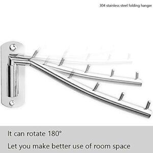 MulYeeh Folding Wall Mounted Clothes Hanger Rack Coat Hanger Stainless Steel Clothes Hook with Swing Arm for Bedroom Bathroom