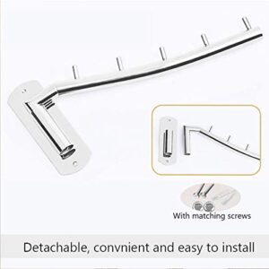 MulYeeh Folding Wall Mounted Clothes Hanger Rack Coat Hanger Stainless Steel Clothes Hook with Swing Arm for Bedroom Bathroom