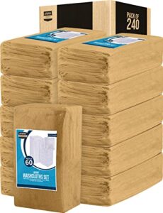 utopia towels cotton washcloths set - 100% ring spun cotton, premium quality flannel face cloths, highly absorbent and soft feel fingertip towels (240 pack, beige)