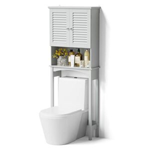 sriwatana over the toilet storage, bathroom cabinet organizer shelf space saver with adjustable rack - grey