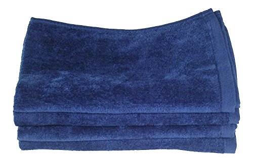 Show Car Guys Fingertip Towels 100% Cotton - Terry-Velour - 4 Pack 11" x 18" Navy Blue