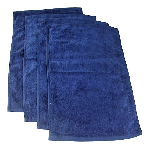 Show Car Guys Fingertip Towels 100% Cotton - Terry-Velour - 4 Pack 11" x 18" Navy Blue