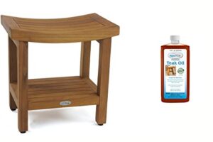 aquateak patented 18" sumba teak shower bench with shelf & aquateak premium teak oil