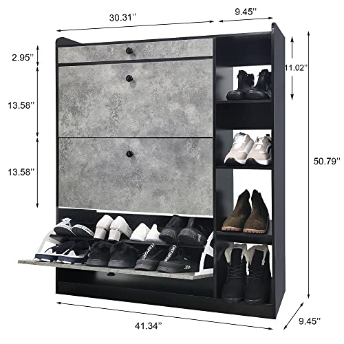 DEYAOPUPU Shoe Cabinet with 3 Flip Drawers, Modern Shoe Storage Cabinet for Entryway, Freestanding Shoe Rack Storage Organizer for Pumps,Slippers,Boots(Premium Gray)