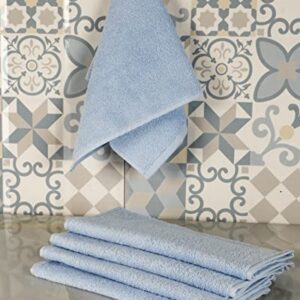 Bursa Havlu Light Blue Kitchen and Hand Towels 5 Pcs. | 100% Turkish Cotton Light Water Absorbent Fast Drying Washable Hand and Face Towel Set 12 x 20 Inches | Bath Spa Dish Tea Decorative Acessories